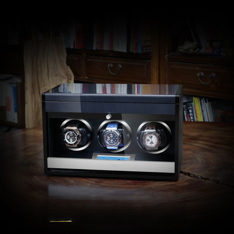 Triple Watch Winder - Carbon Fiber + Grey