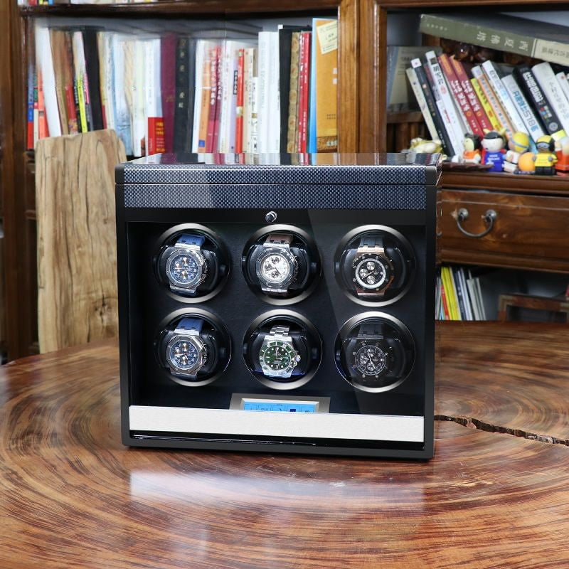 6 Watch Winder - Carbon Fiber+ Grey
