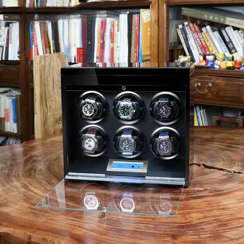 6 Watch Winder - Wood + Black