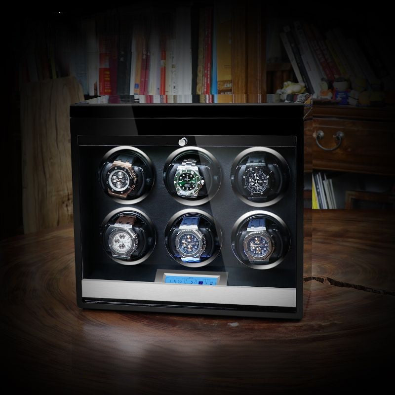 6 Watch Winder - Wood + Black