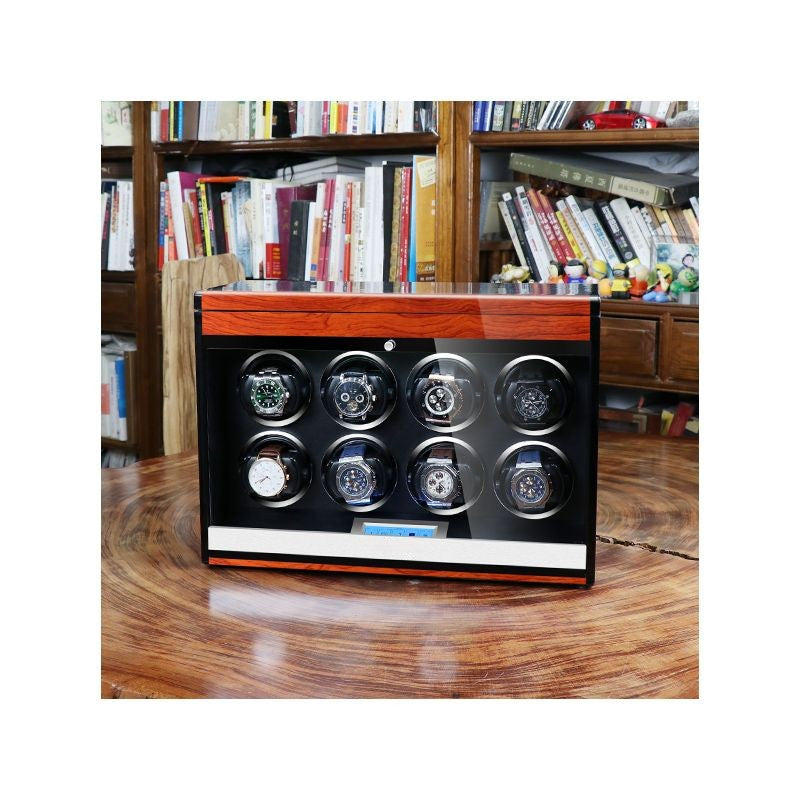 8 Watch Winder - Wood + Red