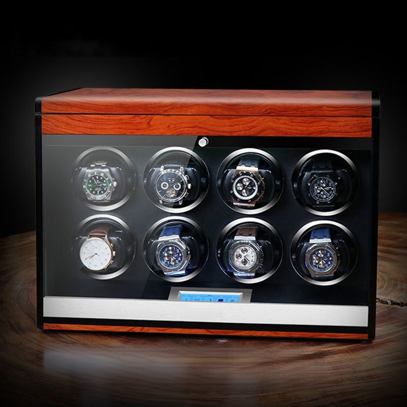 8 Watch Winder - Wood + Red