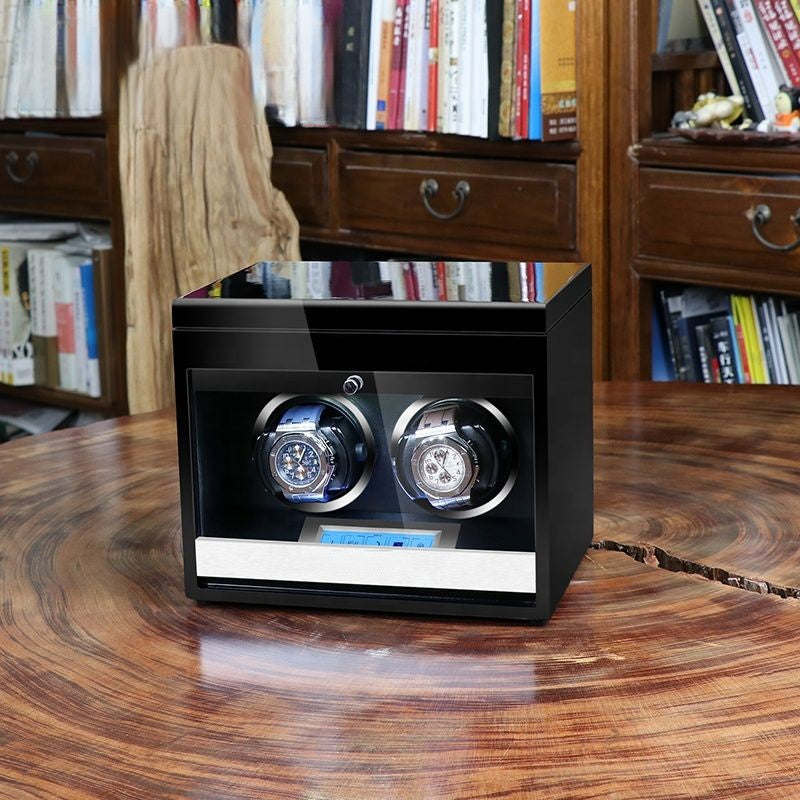 URORO Double Watch Winder - Wood + Black