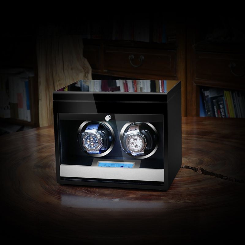 URORO Double Watch Winder - Wood + Black