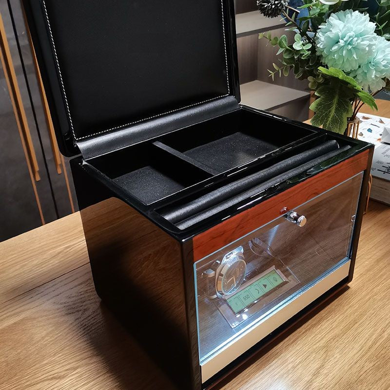 URORO Double Watch Winder - Wood + Red