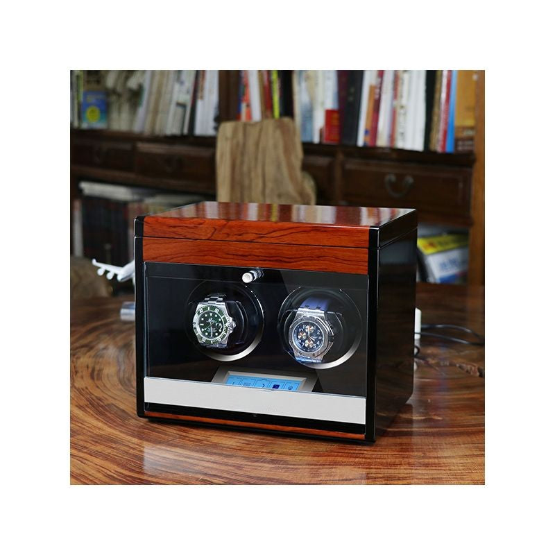 URORO Double Watch Winder - Wood + Red