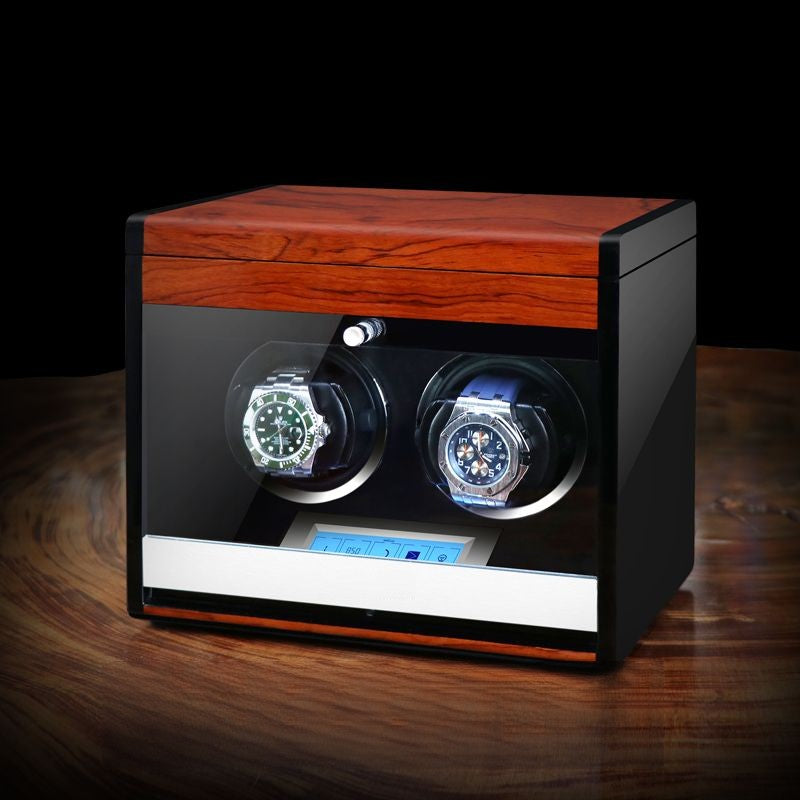 URORO Double Watch Winder - Wood + Red