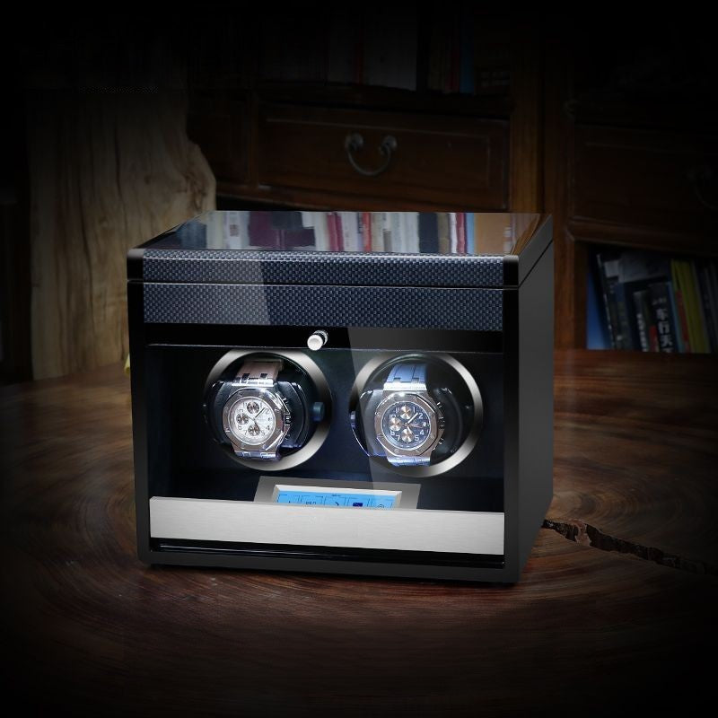 URORO Double Watch Winder - Carbon Fiber + Grey