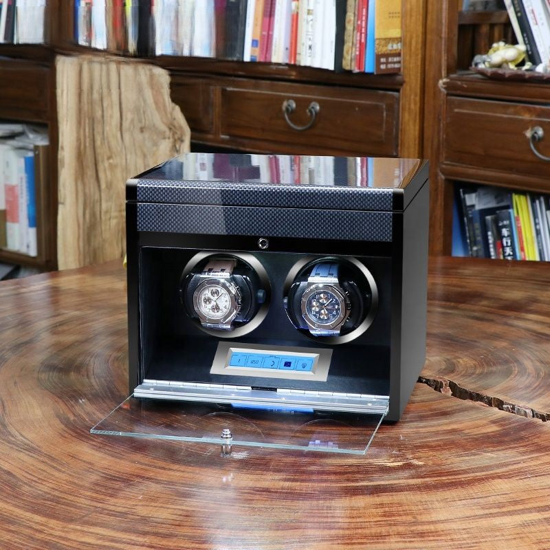 URORO Double Watch Winder - Carbon Fiber + Grey