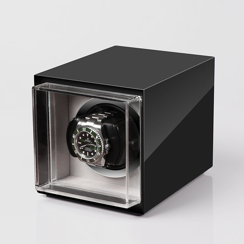 Boxy Watch Winding Display Case for Single Watch - Black