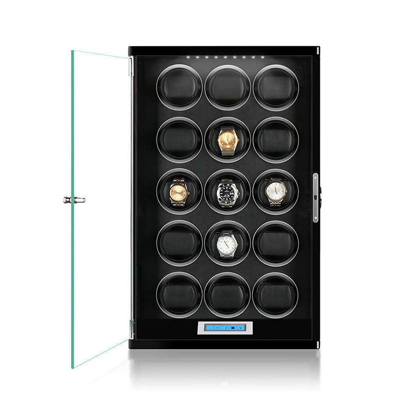 15 Wooden Watch Winder Box for Rolex - Black