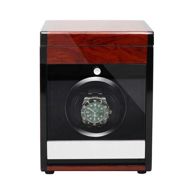 URORO Single Watch Winder - Wood + Red