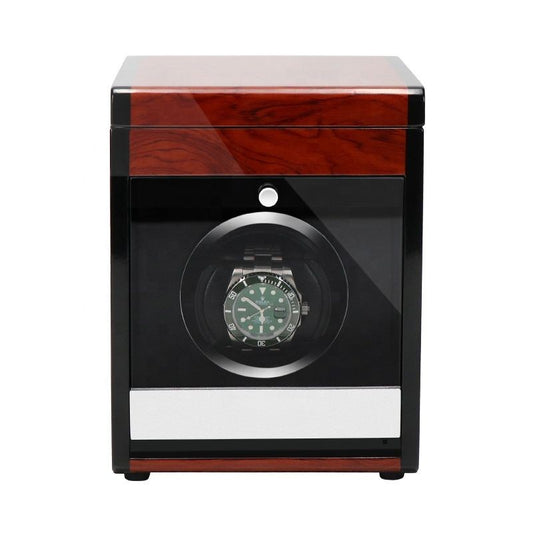URORO Single Watch Winder - Wood + Red