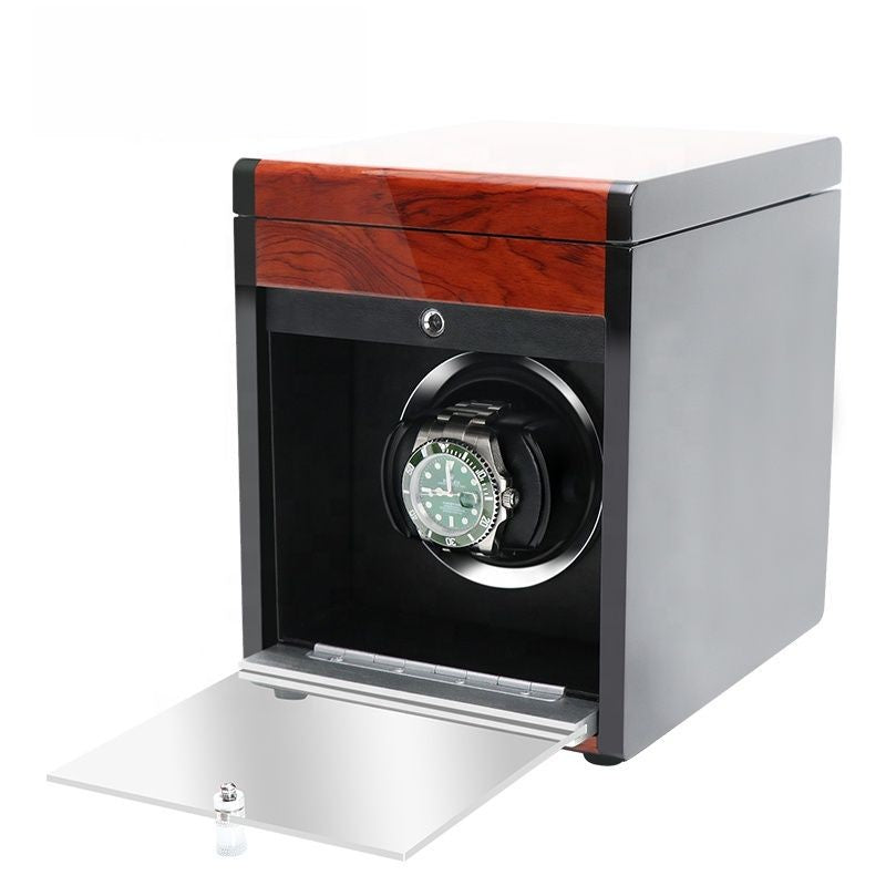 URORO Single Watch Winder - Wood + Red