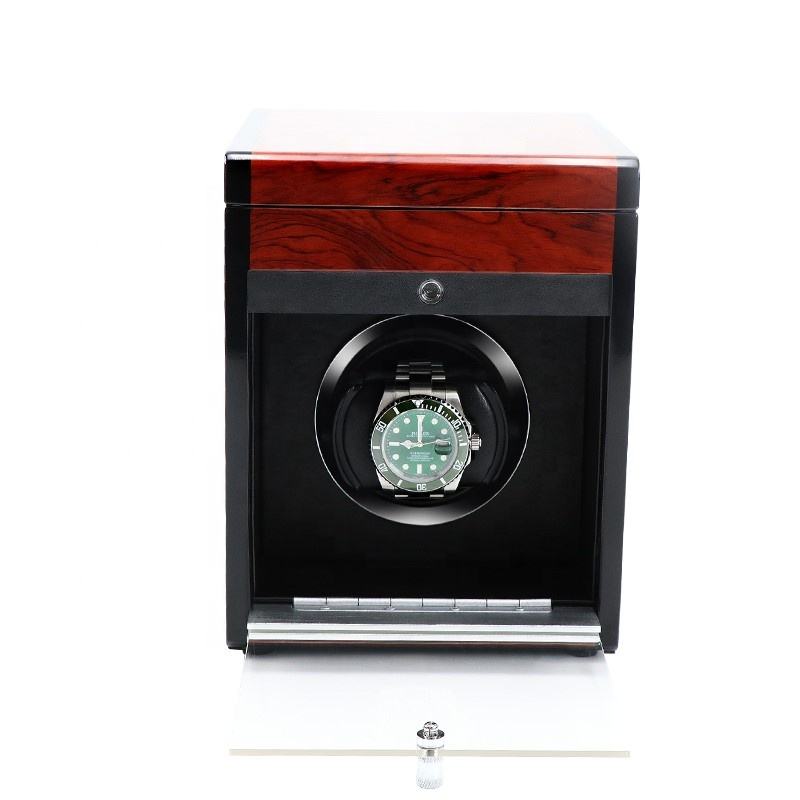 URORO Single Watch Winder - Wood + Red