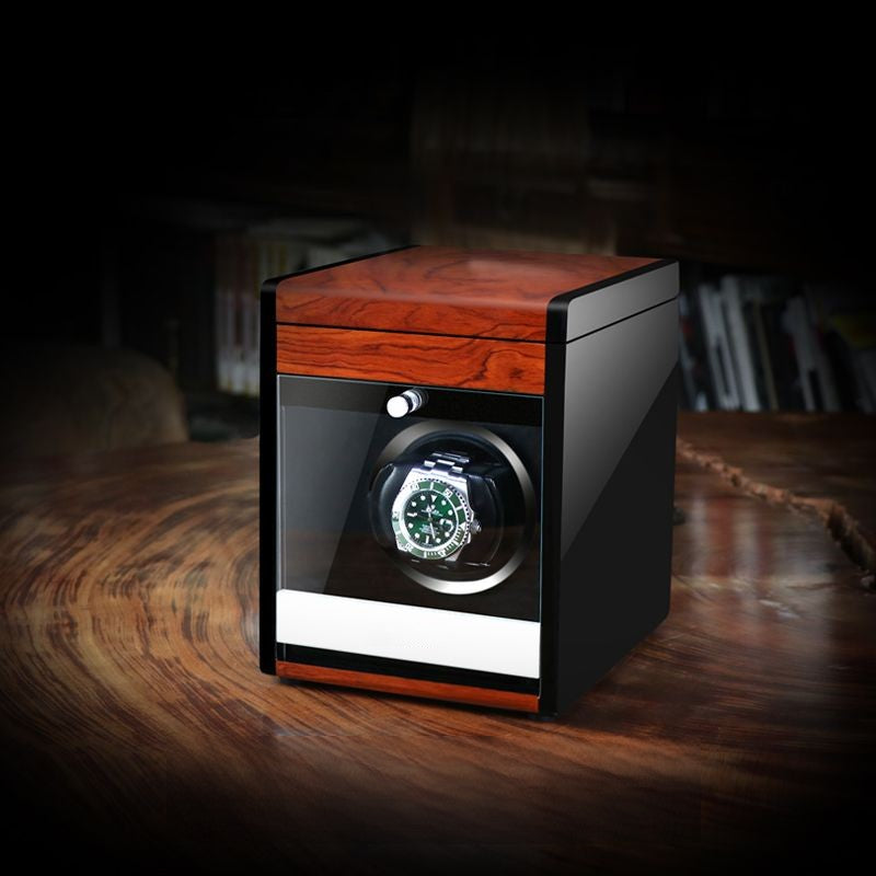 URORO Single Watch Winder - Wood + Red