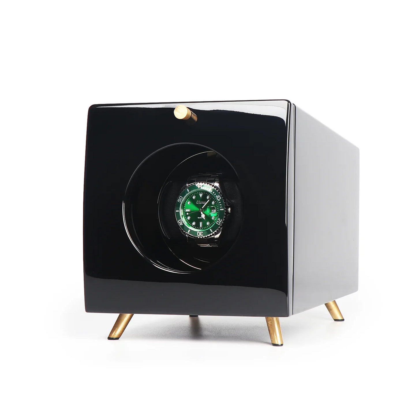 Single Wood Watch Winders For Automatic Watches - Winder for Rolex, Black high-gloss finish