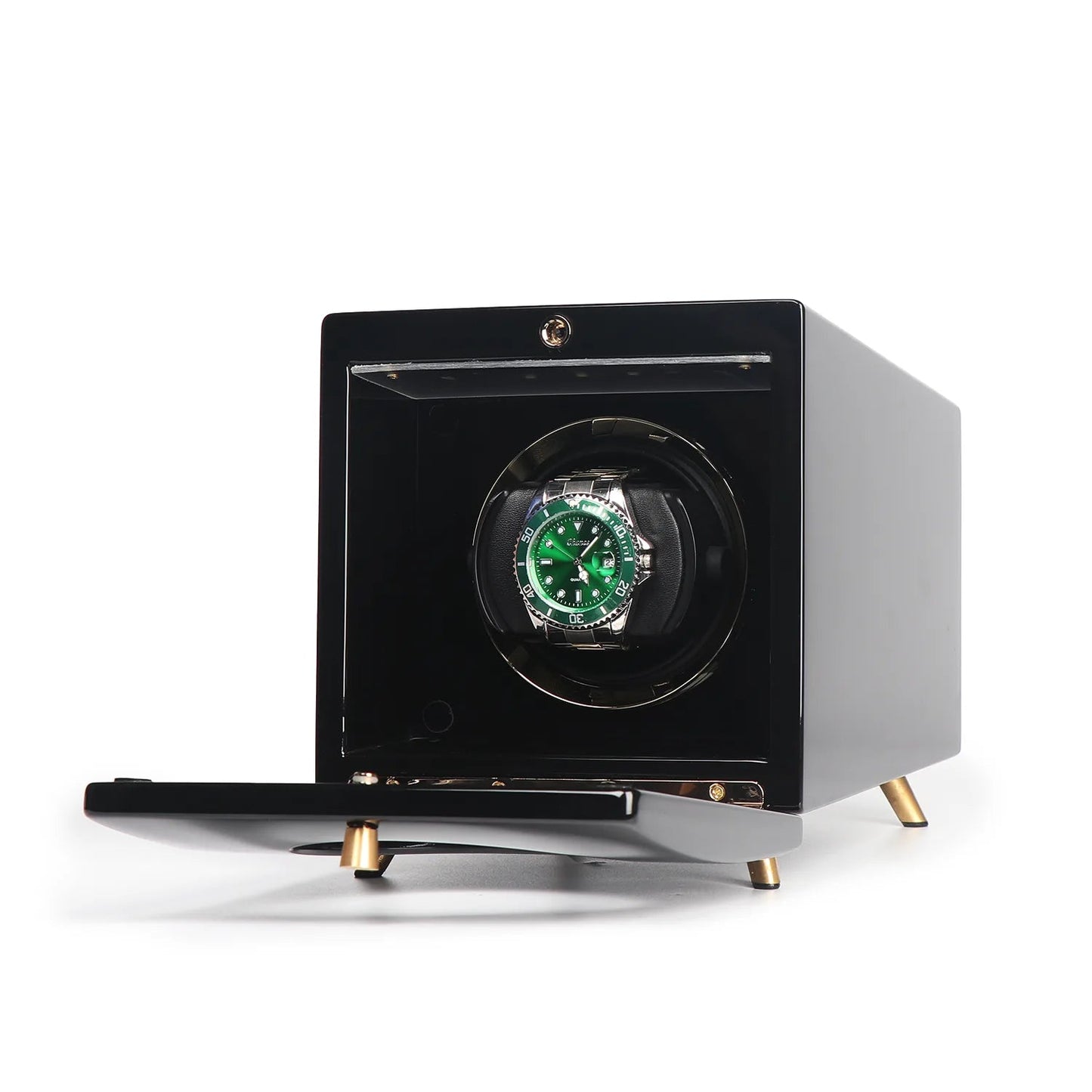 Single Wood Watch Winders For Automatic Watches - Winder for Rolex, Black high-gloss finish