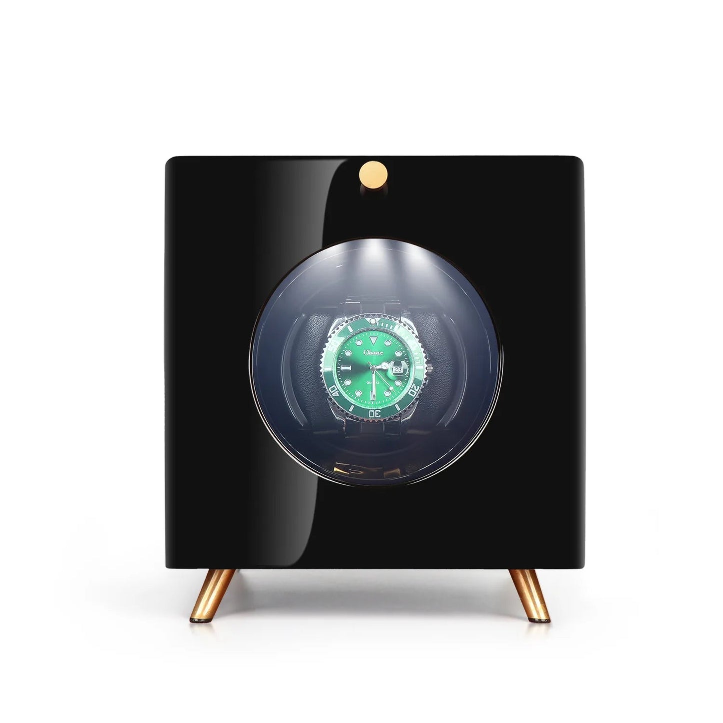 Single Wood Watch Winders For Automatic Watches - Winder for Rolex, Black high-gloss finish