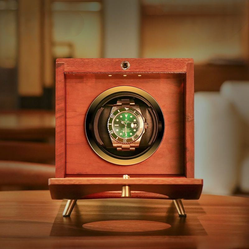 Single Lockable Watch Winder for Automatic Watch Sand Billy Solid Wood