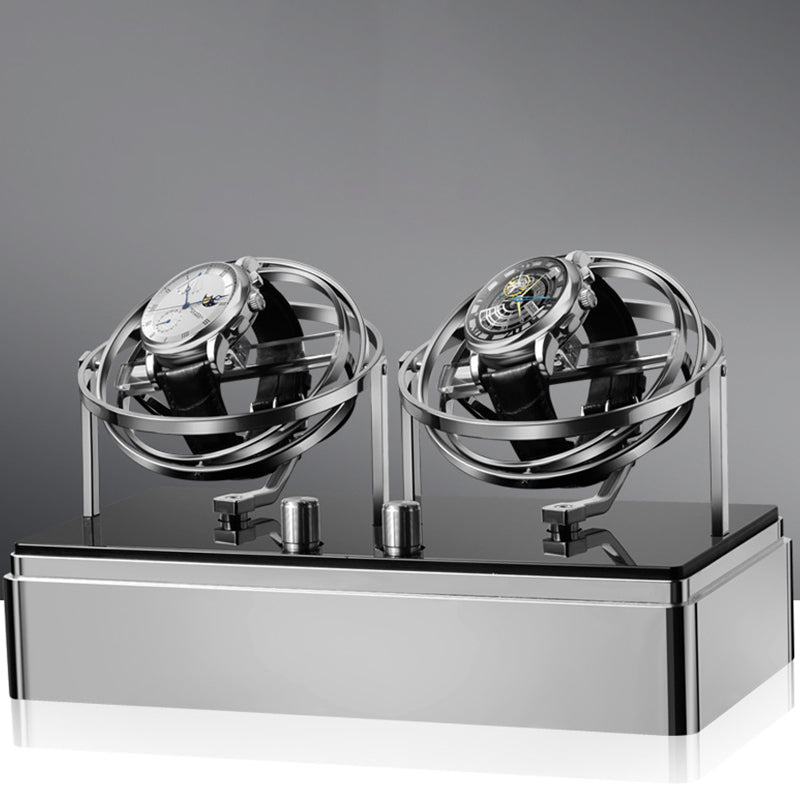 Orbit Gyro Double Watch Winder with LED Lights - Silver – URORO